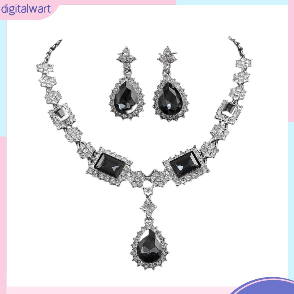 Set 2 Vòng cổ Và Bông Tai Đính Đá Sang Trọng Cho Nữ