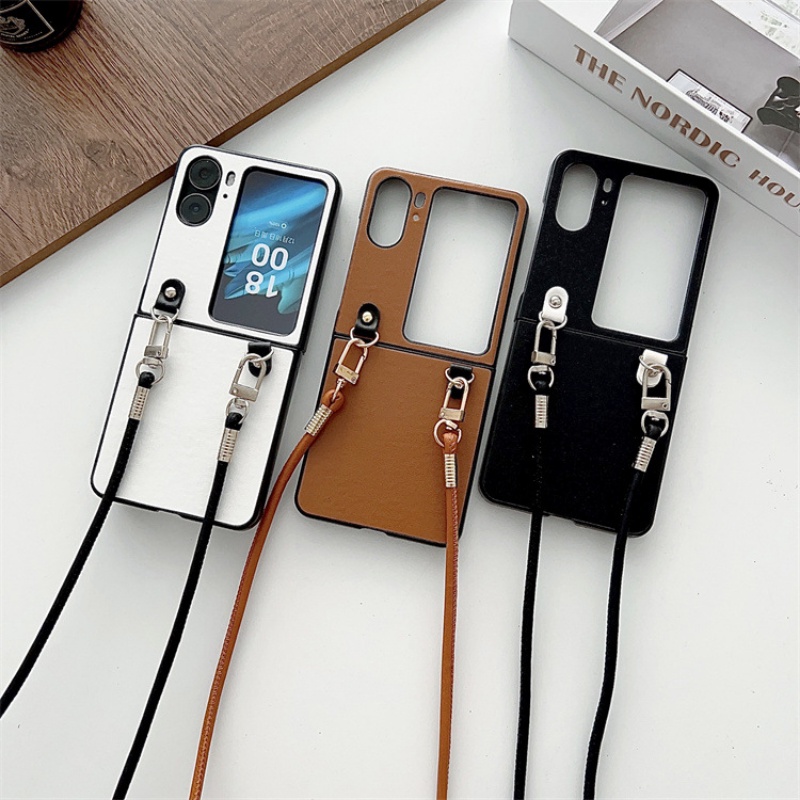 Ốp Điện Thoại Da Đơn Giản Có Dây Đeo Chéo Cho OPPO Find N2 Flip 5G CPH243 FindN2Flip