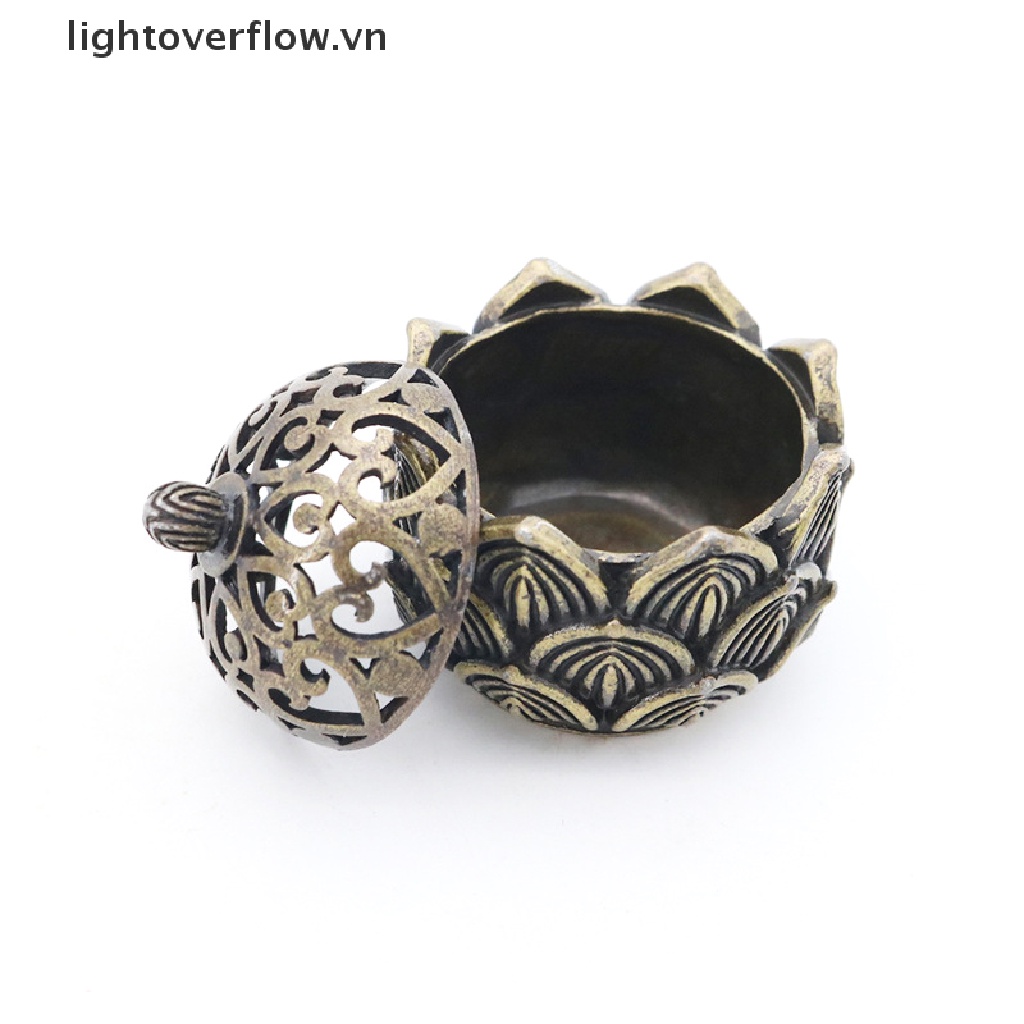 Đế Đốt Trầm Hương Bằng Đồng Thau Hình Hoa Sen Nhỏ Bỏ Túi Phong Cách Cổ Điển Kèm Nắp Đậy Tiện Dụng