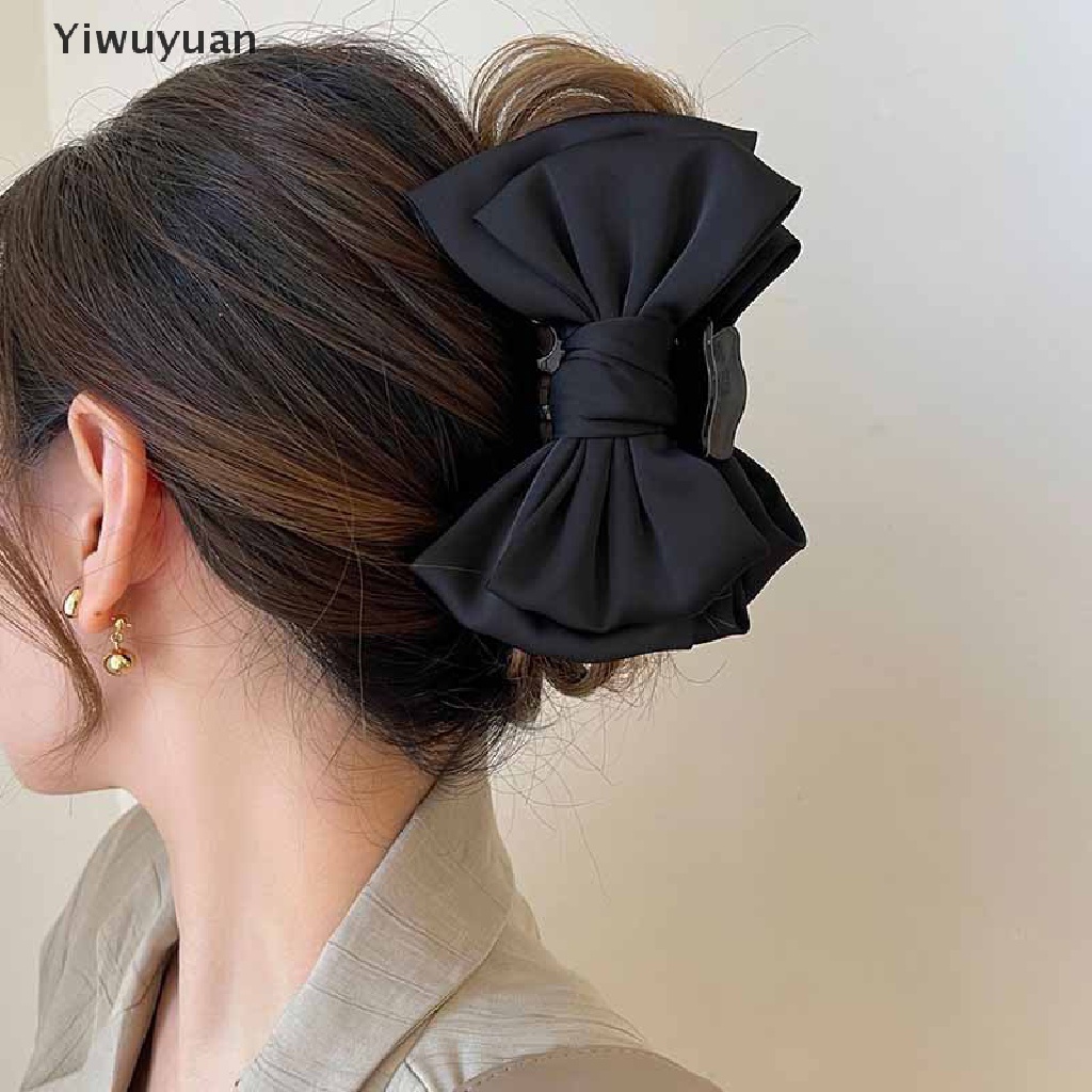 &lt; Yiwuyuan &gt; Kẹp Tóc Hình Nơ Màu Trơn Dễ Thương Dành Cho Nữ
