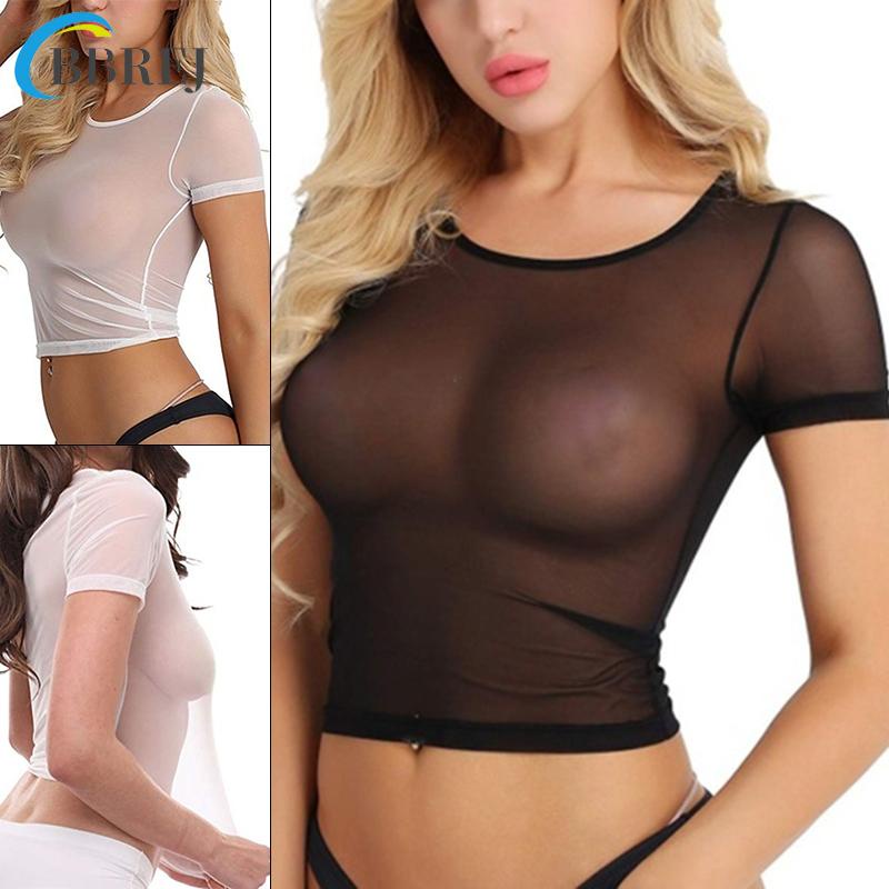 Áo Thun Ngắn Tay Cổ Tròn Ôm Dáng Phối Lưới Thời Trang Cho Nữ