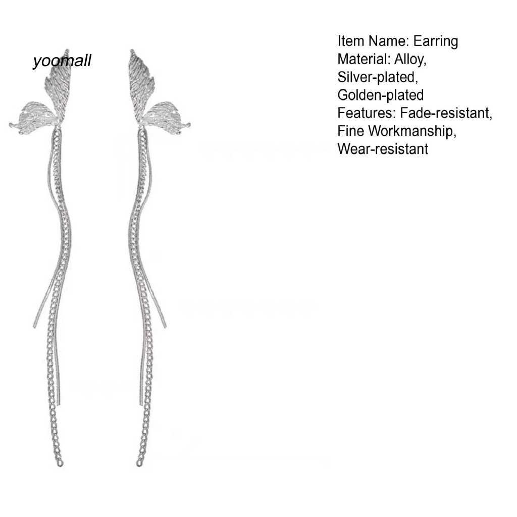 1 Đôi Bông Tai Dáng Dài Hình Bướm Đính Đá Thời Trang Công Sở