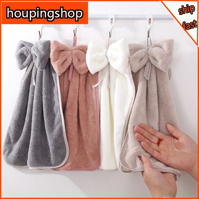 1 Khăn Lau Tay Sợi Nhỏ Mềm Mại Có Móc Treo Tiện Dụng Cho Nhà Bếp / Phòng Tắm