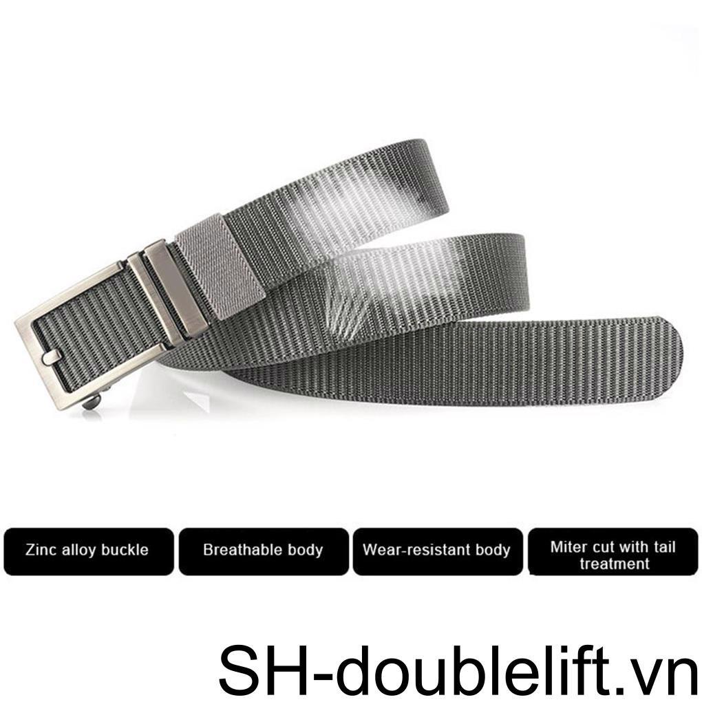Thắt Lưng Nylon Màu Trơn Khóa Trượt Tự Động Lâu Trôi Thời Trang Cho Nam