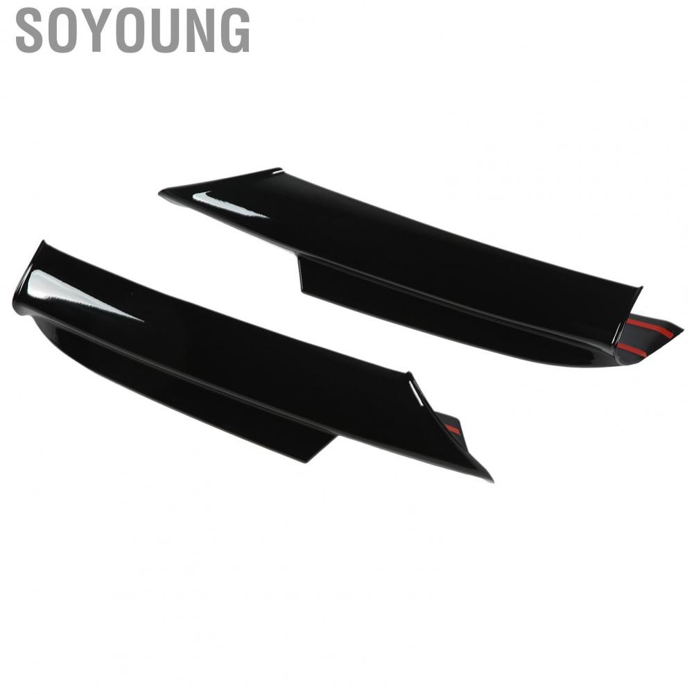 Soyoung Front Bumper Lip Splitter  Spoiler Rounded Edges Bright Black High Temperature Resistant for Vehicle