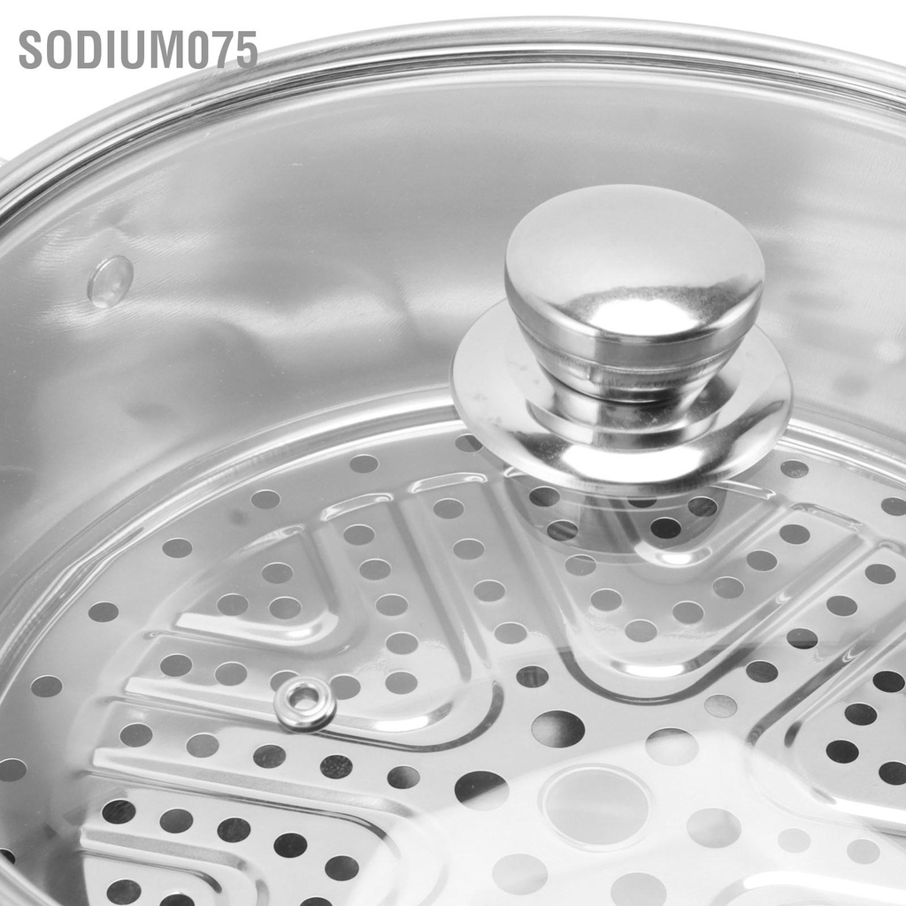 Sodium075 Nồi hấp bằng thép không gỉ Đa năng dày nhiều lớp Martensite công suất lớn có nắp thủy tinh