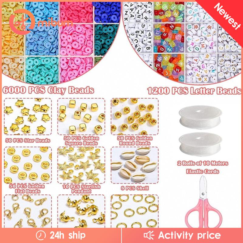 Bộ Hạt Đất Sét Polymer Dùng Làm Vòng Tay / Vòng Tay Handmade Có Khóa Càng Cua / Hạt Tròn Dẹt DIY