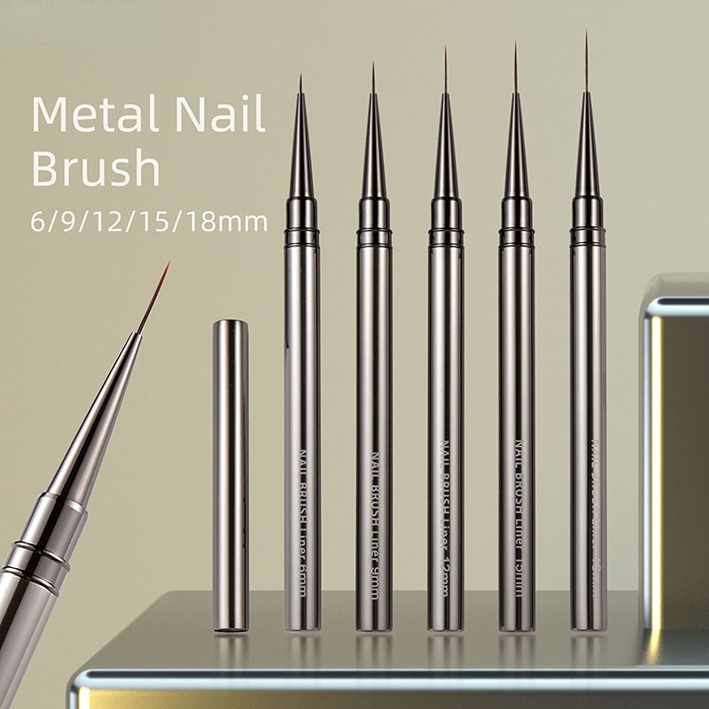 Cọ Vẽ Móng Tay Nghệ Thuật Có Vỏ Bằng Kim Loại 6 / 9 / 12 / 15 / 18mm