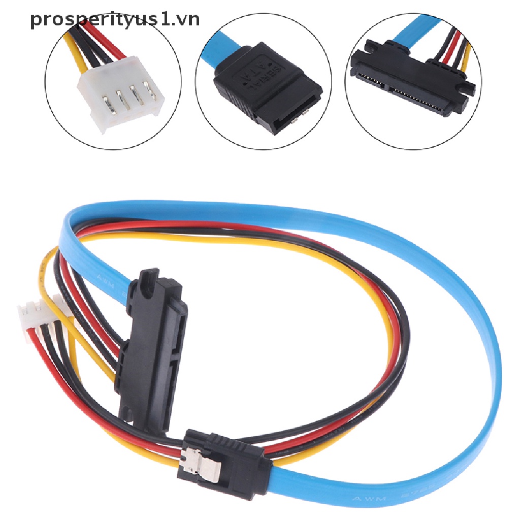 Dây Cáp Tích Hợp Nguồn Ổ Cứng 4Pin SATA 3.0 Male Sang SATA 22Pin (7 + 15Pin) 40cm