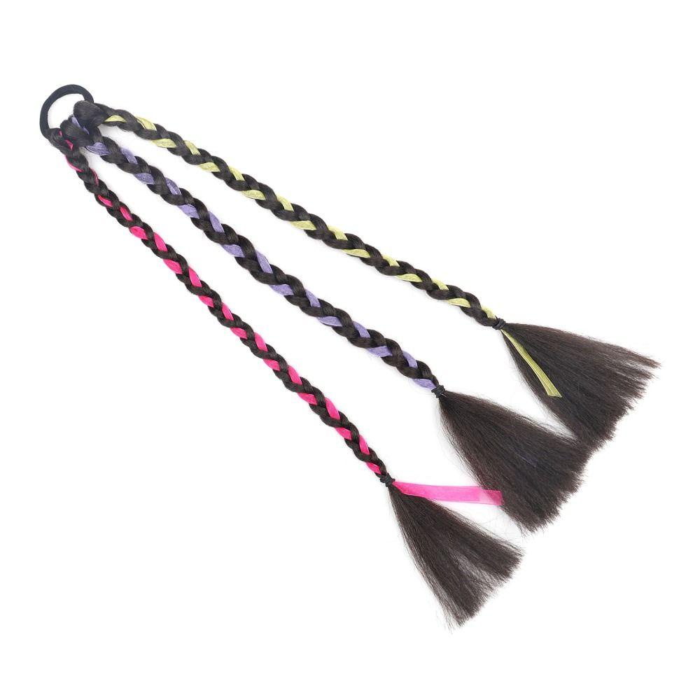 Mocho Tóc Giả Thắt Bím Bằng Sợi Cao Su Tự Nhiên Chịu Nhiệt Màu Đen Dễ Thương DIY Cho Nữ