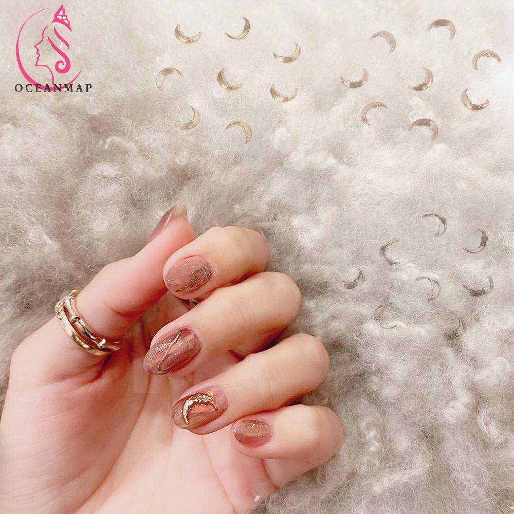 [Hàng mới về] Set 100 phụ kiện trang trí móng tay hình trăng khuyết màu hồng kiểu Nhật Bản