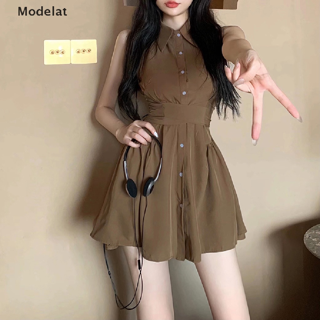 Mfc Đầm Ngắn Không Tay Màu Trơn Thời Trang Mùa Hè Quyến Rũ Cho Nữ