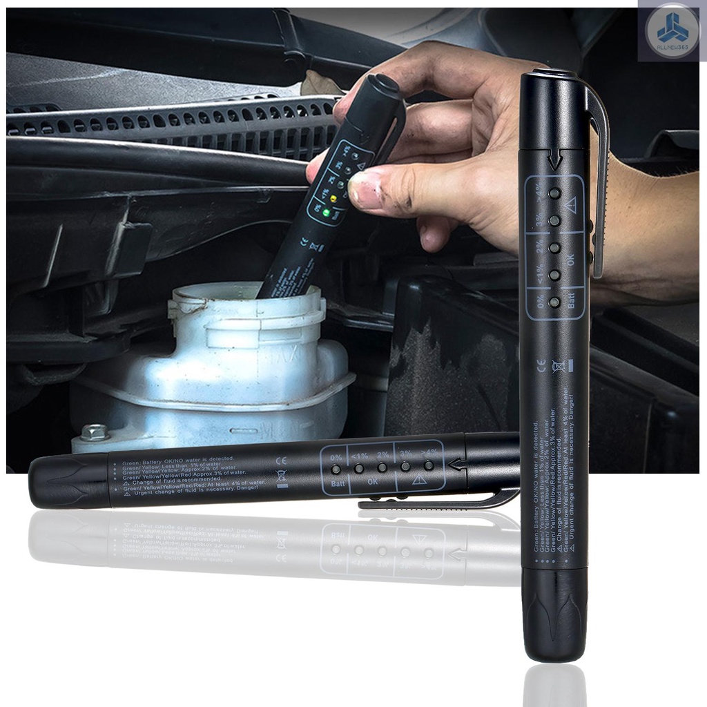 Brake Fluid Liquid Tester Pen Auto Brake Oil Moisture Analyzer with 5 LED Indicators for DOT3 DOT4 DOT5