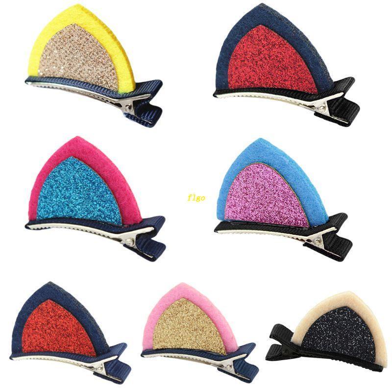 Set 2 Kẹp Tóc Tai Mèo Bằng Kim Loại Dễ Thương Cho Bé Gái