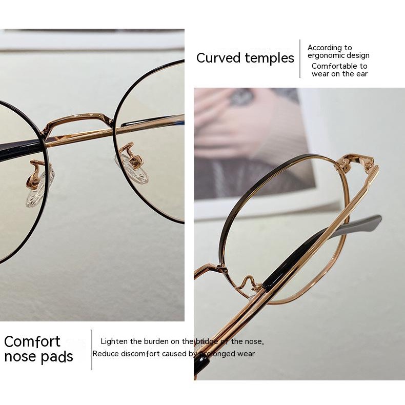 kính kim loại mắt kính thời trang nữ gọng kính kim loại gọng kính tròn