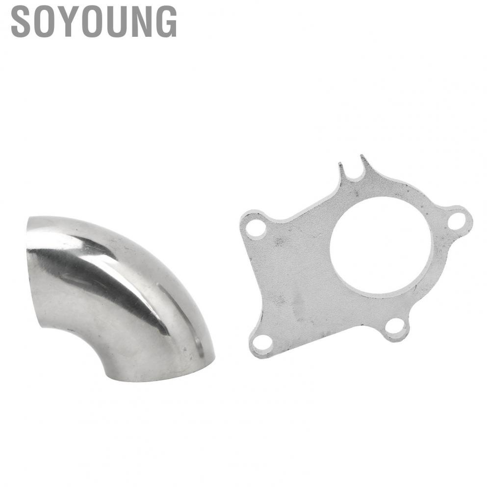 Soyoung Turbo Downpipe Adapter Flange  Impact Resistant Engine Strong Air Intake High Strength Power with 2.5in 90° Elbow for T4