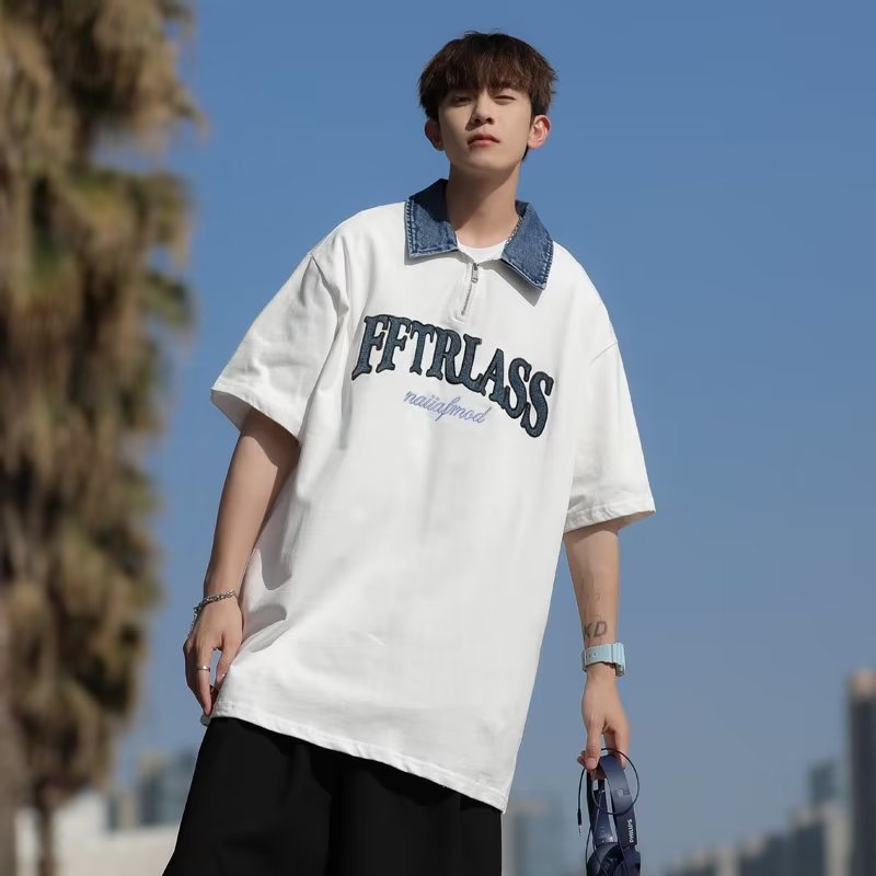 Áo polo Tay Ngắn Dáng Rộng Phong Cách Hàn Quốc Thời Trang Mùa Hè Hàng Mới Dành Cho Bạn Nam