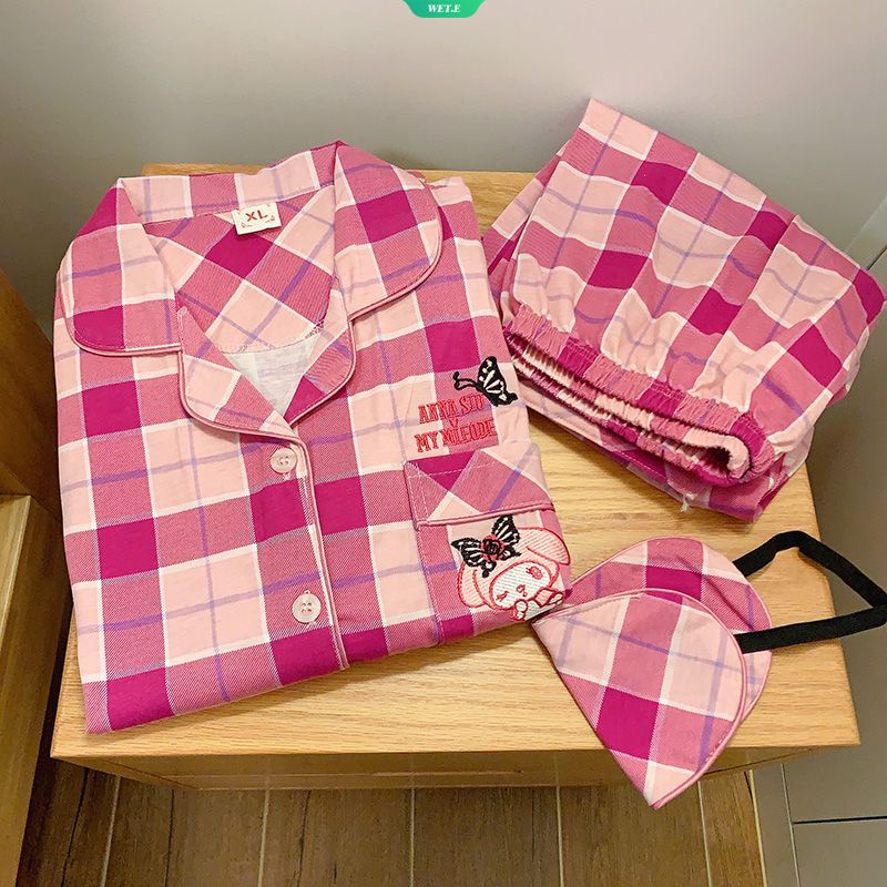 SANRIO Bộ Đồ Ngủ Tay Dài In Họa Tiết Hoạt Hình Melody Phong Cách Hàn Quốc Thời Trang Xuân Thu 2023