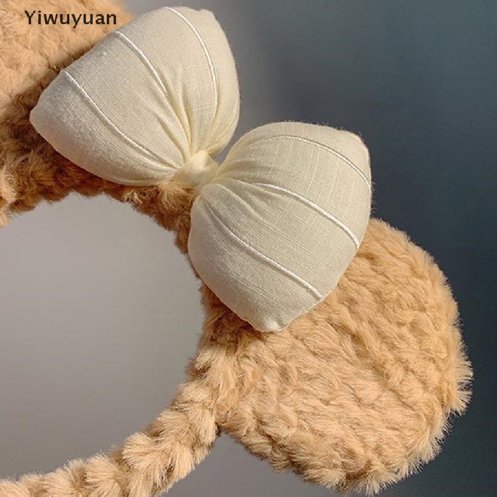 Băng Đô Cài Tóc Rửa Mặt Mùa Đông In Họa Tiết Tai Gấu Hoạt Hình Dễ Thương Cho Nữ