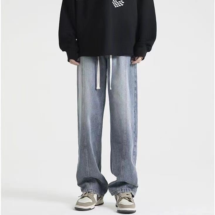 Quần Jean Ống Rộng Lưng Thun Thời Trang Mùa Hè Cá Tính Dành Cho Nam