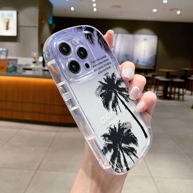 ✅Ốp Điện Thoại Mềm Trong Suốt Họa Tiết Cây Dừa Cho Iphone xs78p 1213 Xr 14 11 promax U6BE