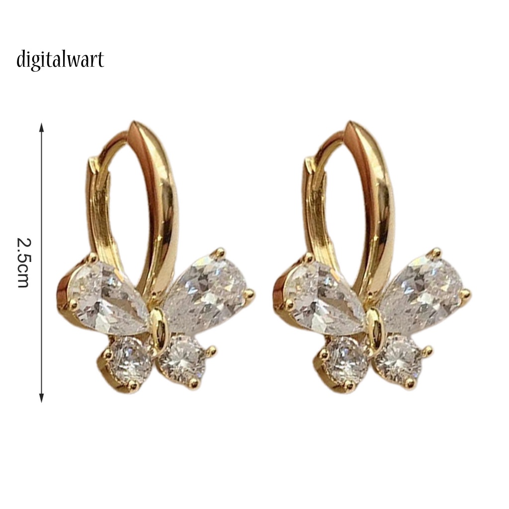 Kỹ Thuật Số| 1 Đôi Bông Tai Tròn Đính Đá Zircon Thời Trang Dành Cho Nữ