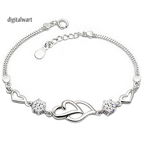 Kỹ Thuật Số| Vòng Tay Mạ BạC 925 ĐíNh Đá HìNh Tim Xinh XắN