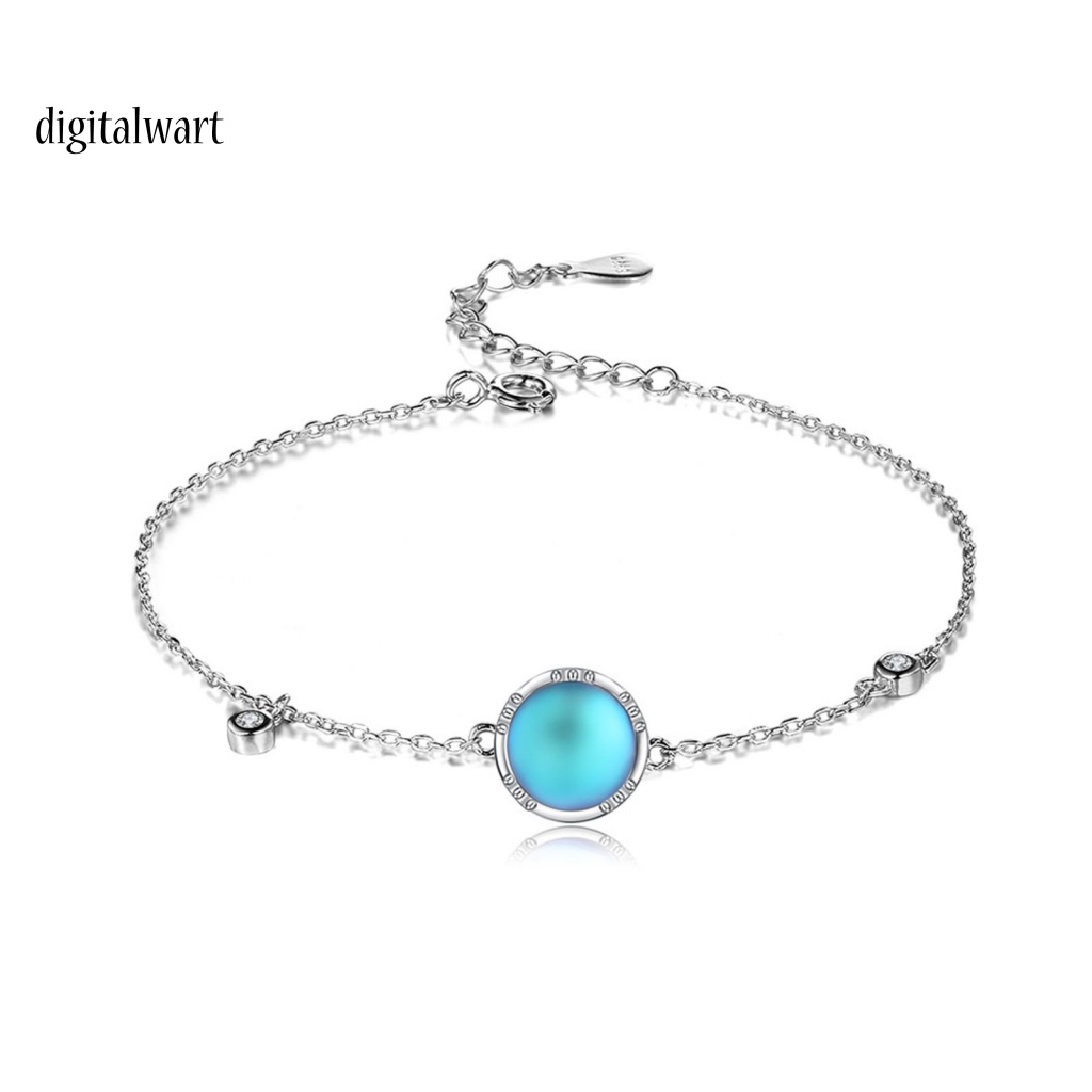 Kỹ Thuật Số| Vòng Tay Bạc Đính Đá Zirconia Màu Xanh Dương Khóa Tôm Hùm Có Thể Điều Chỉnh Thời Trang Cho Nữ