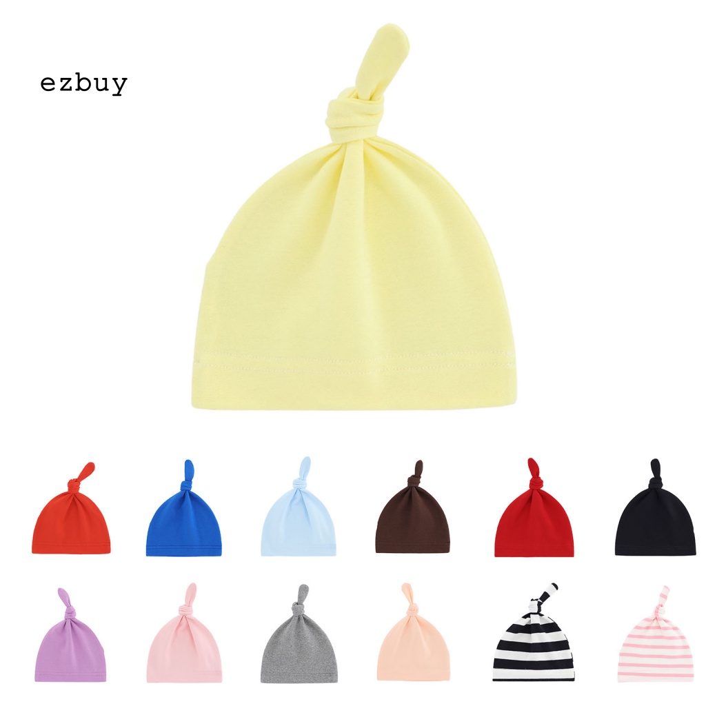 Mũ Beanie Cotton Thắt Nút Màu Trơn Tùy Chỉnh Thời Trang Mùa Xuân Cho Bé Sơ Sinh