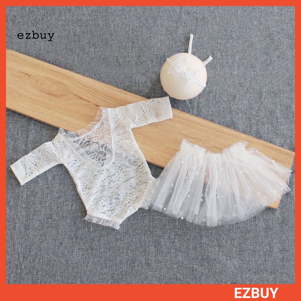 1 Bộ Trang Phục Vải Cotton Phối Ren Thanh Lịch Dùng Chụp Ảnh Cho Bé Sơ Sinh