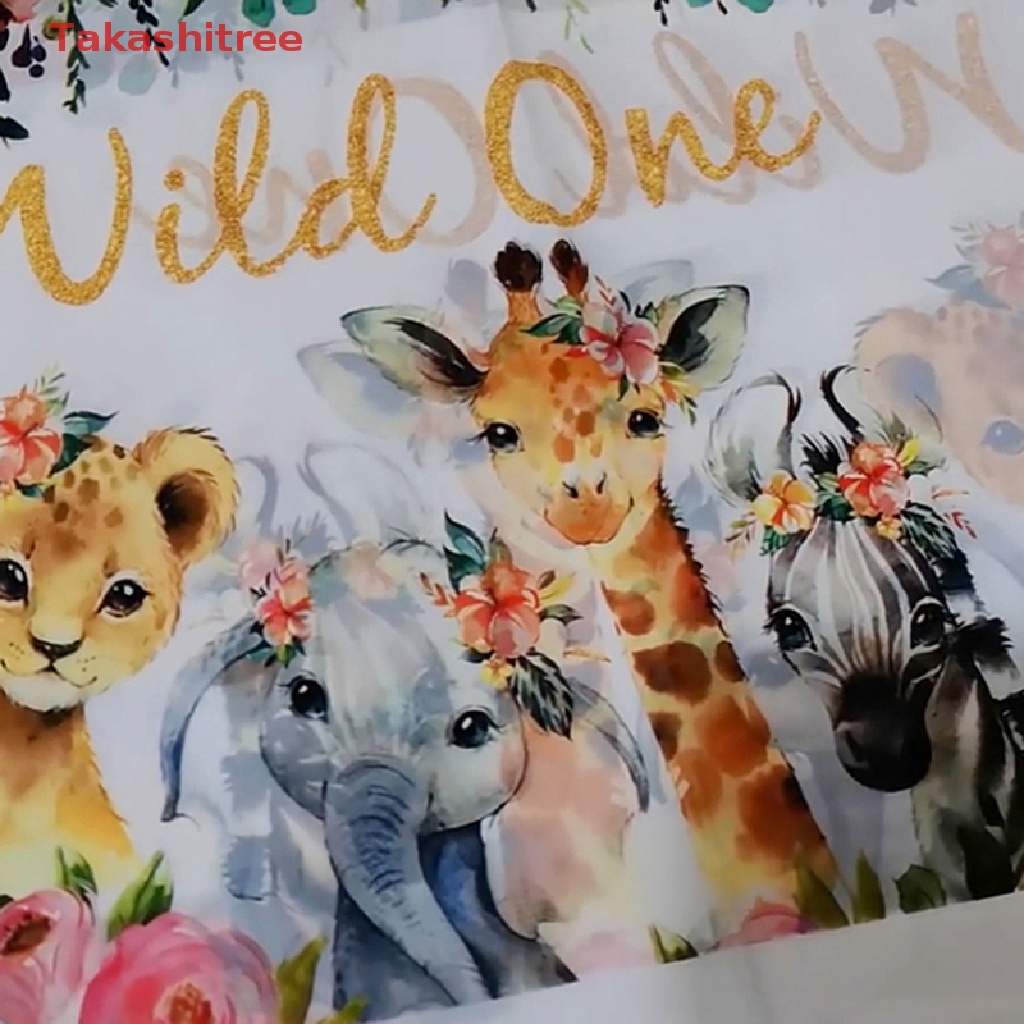 (Takashitree) Khăn Trải Bàn Tiệc Sinh Nhật Hoang Dã One Safari Jungle Cho Bé