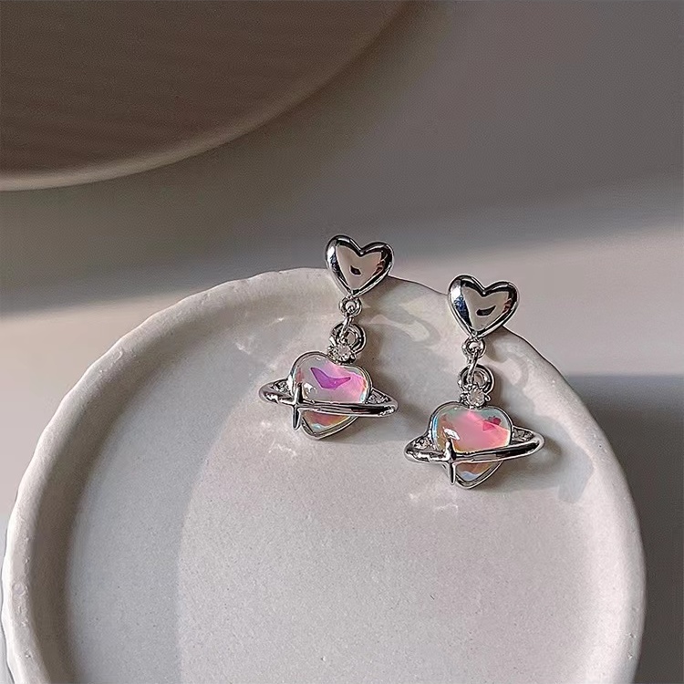 Khuyên Tai Hình Trái Tim Đính Đá Zircon Phong Cách Hàn Quốc 2023 Sang Trọng