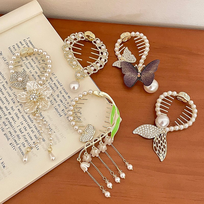 Kẹp Tóc Hình Bướm Tua Rua Phong Cách Hàn Quốc Cho Nữ