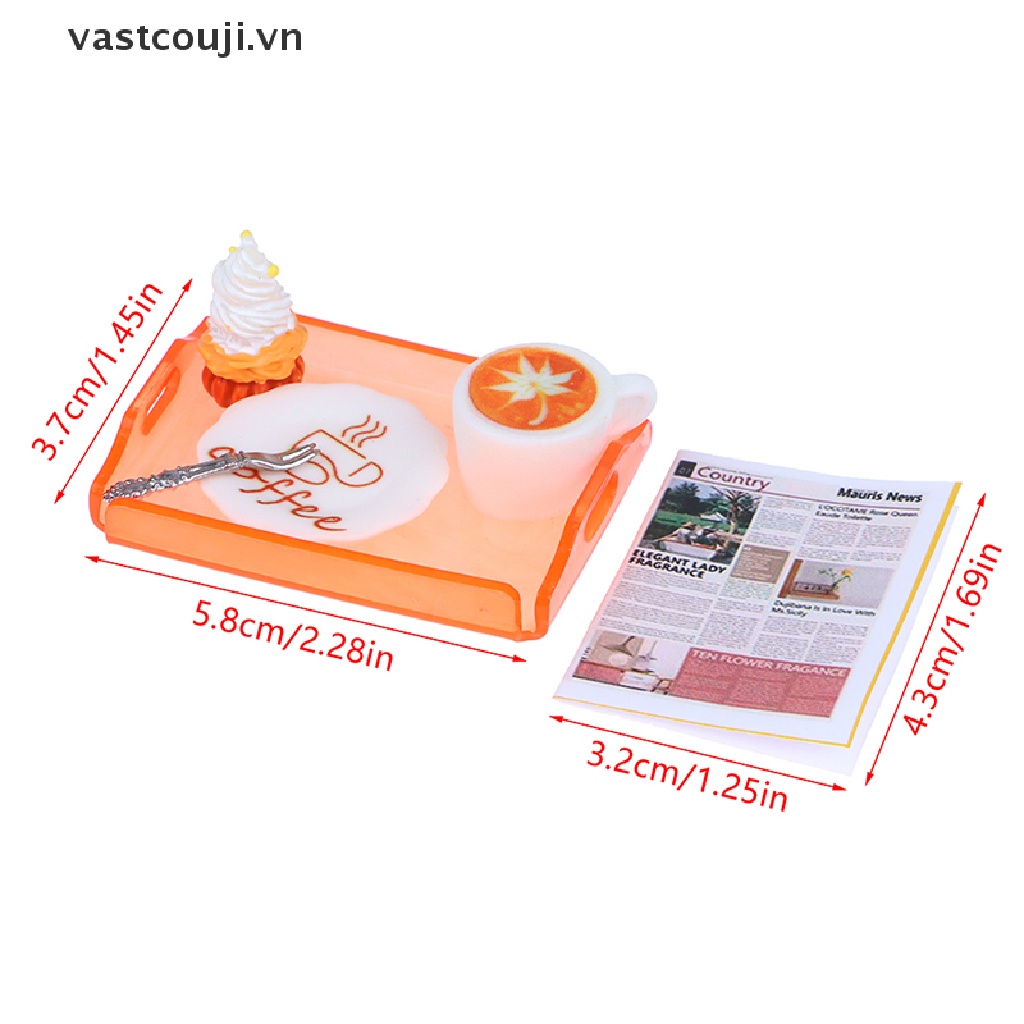 1set Dĩa Ăn Bánh / Cà Phê / Thức Ăn Trang Trí Nhà Búp Bê Thu Nhỏ 1: 12