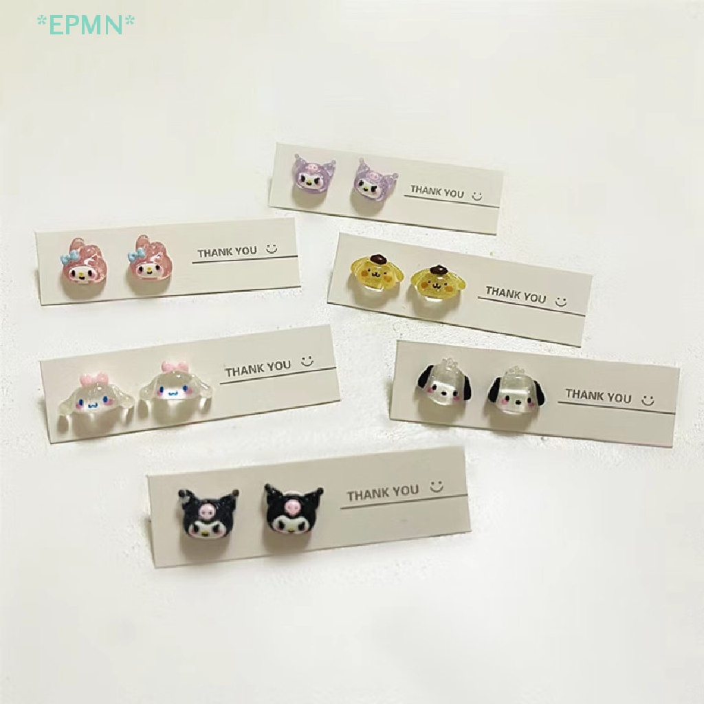 Hwetr Sanrio Bông Tai Mini Bằng Nhựa Mềm Dễ Thương Phong Cách Harajuku Đáng Yêu Cho Nữ Kuromi Cinnamoroll My Melody Pompompurin Mới