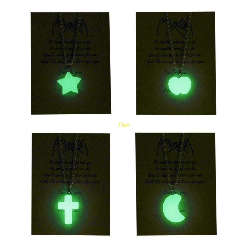 Vòng cổ Mặt Trăng Và Sao Màu Xanh Huỳnh Quang