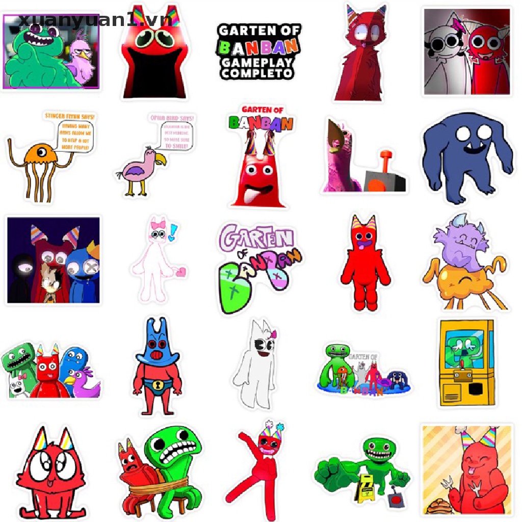 Set 50 Sticker Dán Trang Trí Sổ Tay Chủ Đề Phim Hoạt Hình Garten of Banban Horror