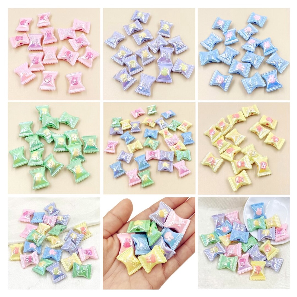 Bộ 5 Hạt Xâu Chuỗi Hình Thỏ Hai Màu Sắc