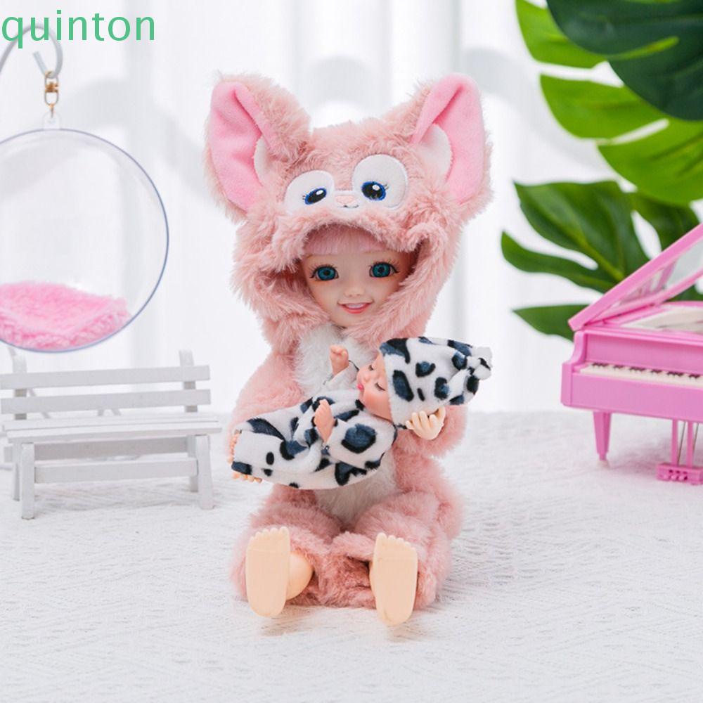Quần Áo Búp Bê Thỏ QUINTON 12 inch / 30cm Bằng Vải Lông Có Mũ Trùm Đầu DIY Dễ Thương Làm Quà Tặng Cho Bé Gái