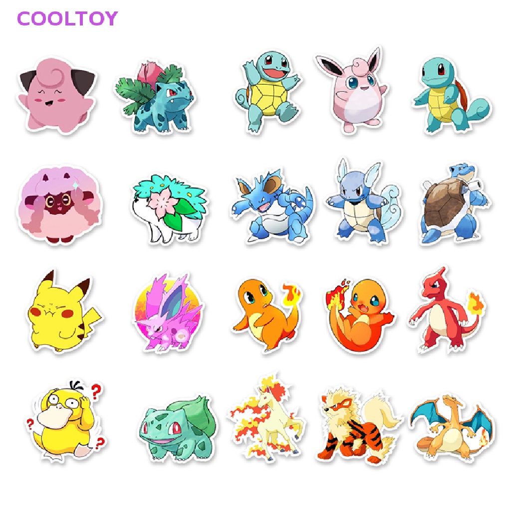 Cooltoy Bộ 50 Miếng Dán Hoạt Hình Pokemon Chống Thấm Nước Kawaii