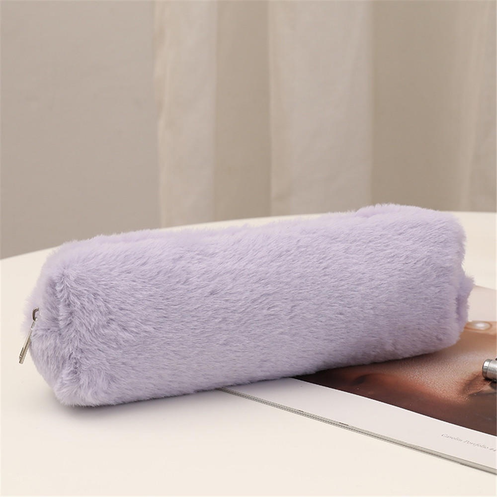 Túi Đựng Bút / Mỹ Phẩm / Tiền Xu Phối Lông Xù 4 Màu Dễ Thương Cho Bạn Gái