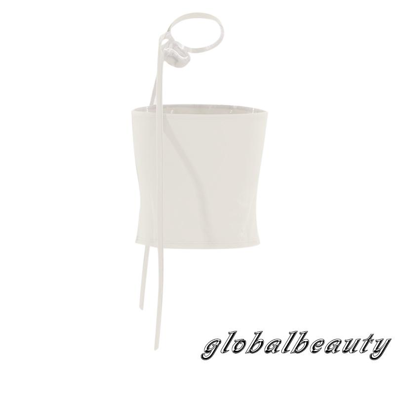 Gb-bộ Áo Croptop Trễ Vai Không Dây Co Giãn Màu Trơn Và Khăn Choàng Hoa Thời Trang Đường Phố Câu Lạc Bộ Đường Phố Mùa