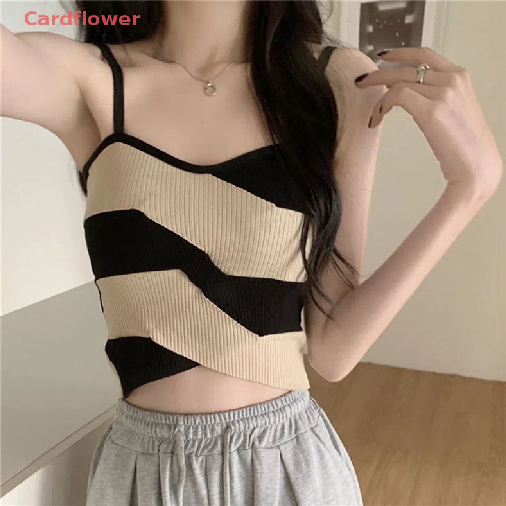 < Cardflower > Áo Crop Top Phong Cách Hàn Quốc Gợi Cảm Đơn Giản Dễ Phối Đồ Thời Trang Mùa Hè Mới Phổ Biến Cho Nữ