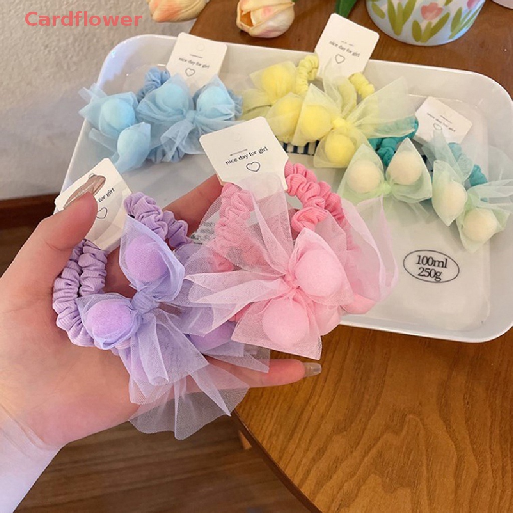 Dây Buộc Tóc Cao Su Organza Co Giãn Hình Nơ Màu Kẹo Ngọt Cho Bé Gái