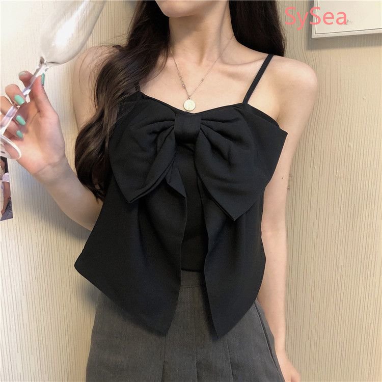 Áo Hai Dây Dệt Kim Đính Nơ Thời Trang Mùa Hè Hàn Quốc Cho Nữ