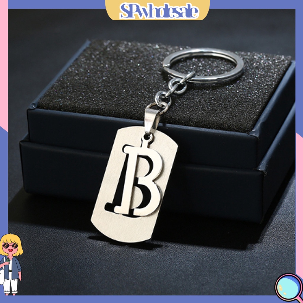 <SPwholesale> Móc Chìa Khóa Dạng Ví Bề Mặt Mịn Bằng Thép Không Gỉ Có Thể Tái Sử Dụng Đa Năng In Chữ Cái A-Z Cho Nam Và Nữ
