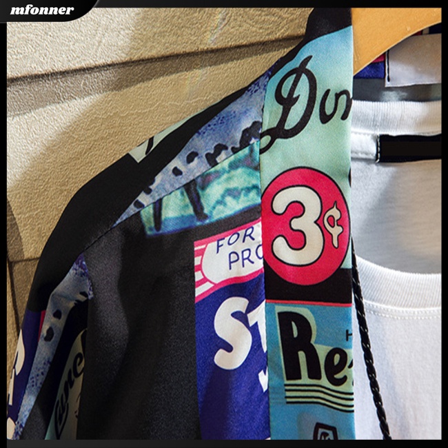 Áo Khoác Kimono Tay Lửng Dáng Rộng In Họa Tiết Cá Tính Dành Cho Nam Và Nữ