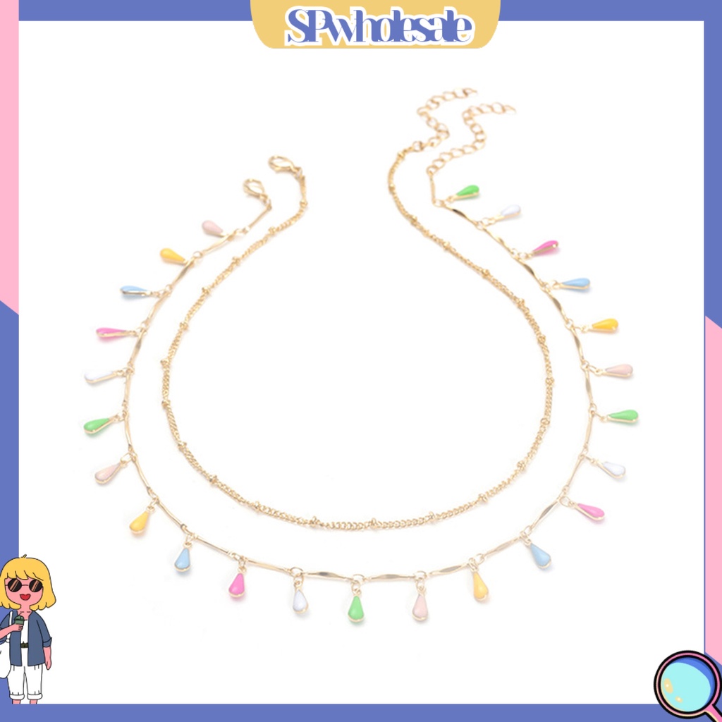 <SPwholesale> Set 2 Vòng cổ Hình Giọt Nước Nhiều Màu Sắc Giàu Có Kẹp Hình Dạng Tôm Hùm Trang Trí Di Động Dễ Phối Đồ Cho Nữ