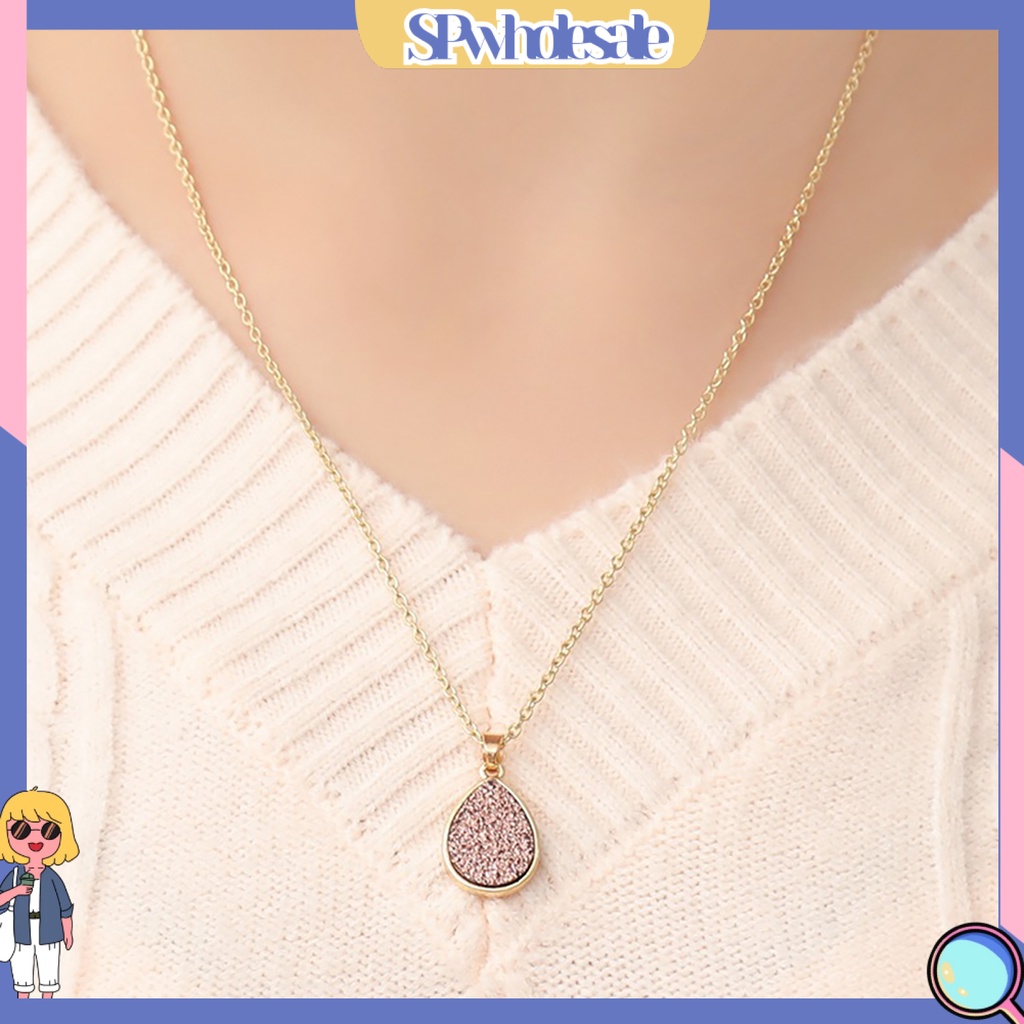 &lt;SPwholesale&gt; Vòng cổ Mặt Hình Giọt Nước Đính Đá Lấp Lánh