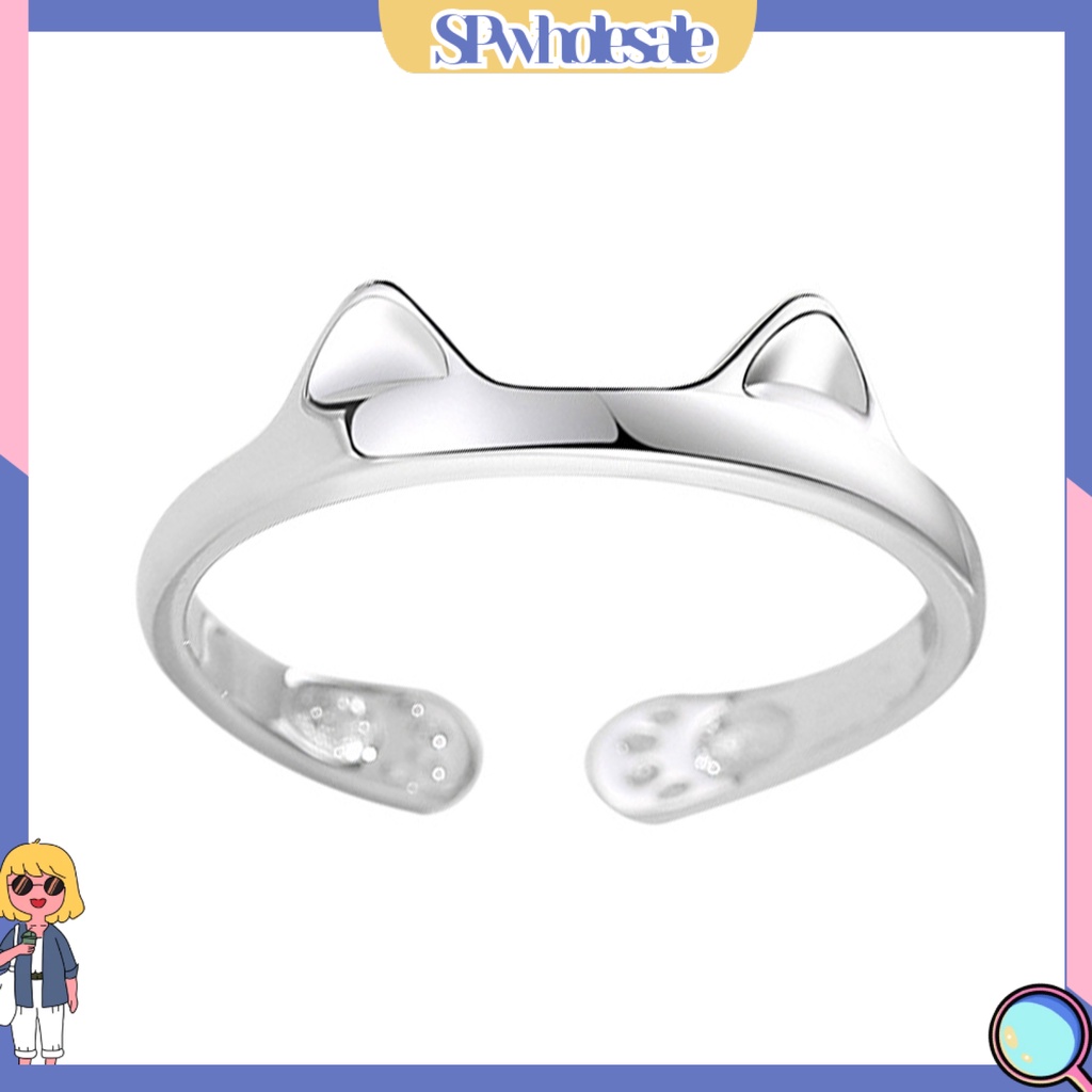 <SPwholesale> Nhẫn Hở Mạ Trang Sức Hình Tai Mèo Có Thể Điều Chỉnh Trang Sức Hàng Ngày Cho Cặp Đôi